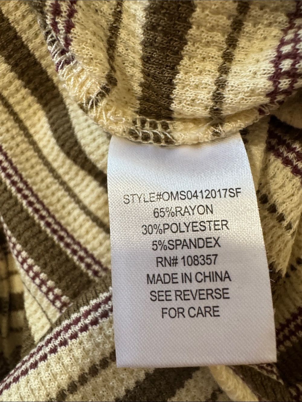 Women’s Design History Striped Knit Polo Top in Cream and Olive - Picture 7 of 7